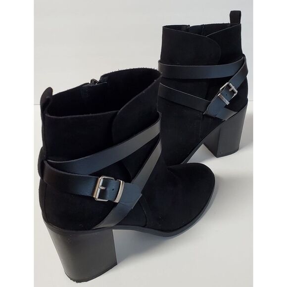 Steve Madden Girl Boot Booties Eliot ELIO0J1 WO 9M Black Strap Buckle Heel Shoes - Picture 3 of 12